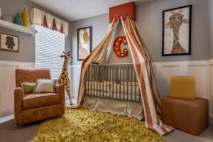 Professional nursery room design with Giraffe theme in Arlington and McLean area
