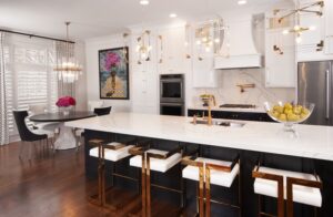 Professional kitchen design with gold accents in Arlington and McLean areas