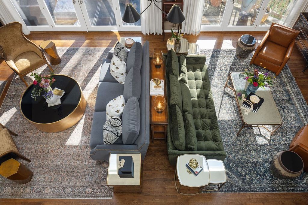 large living room with fireplace